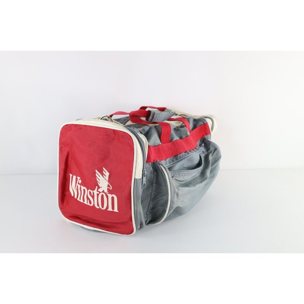 Vintage 90s Winston Cigarettes Racing Distressed Spell Out Handled Duffel Bag